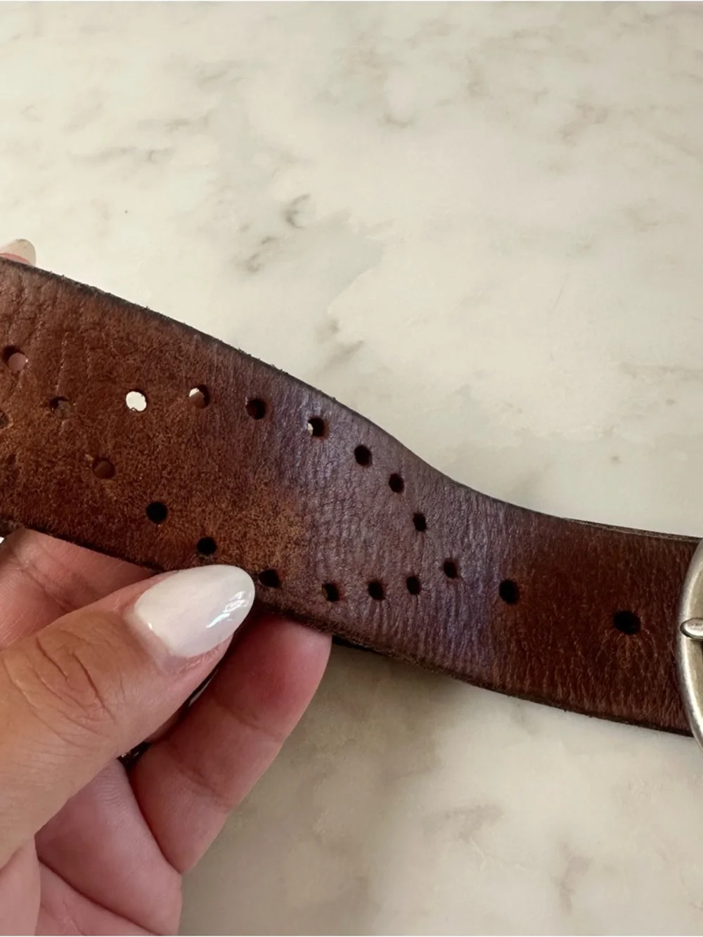 Women’s J. Crew Brown Leather Belt with Silver Buckle. Size Medium - Picture 10 of 11